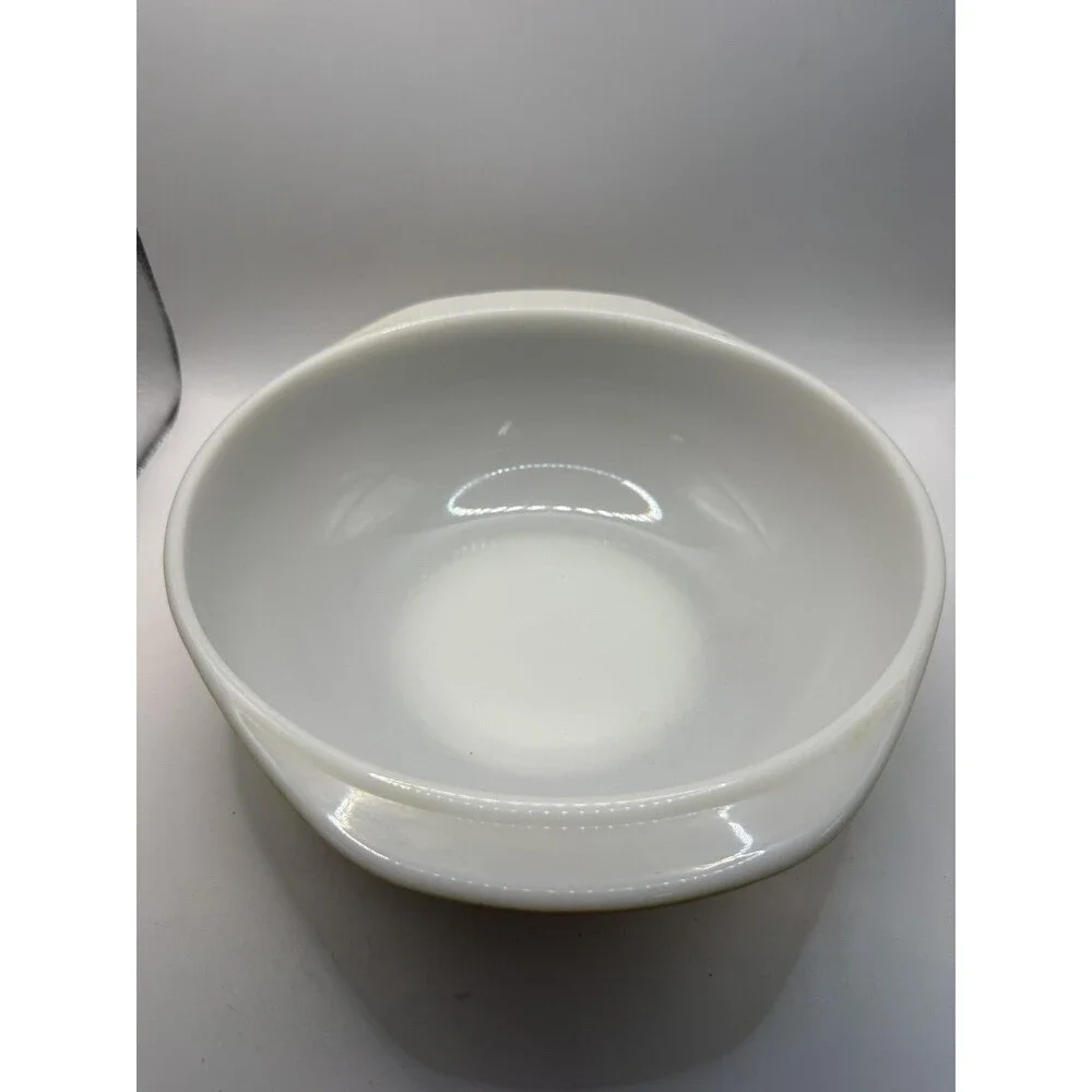 Vintage Pyrex Yellow Round Serving Bowl White Interior Glass USA Ovenware
